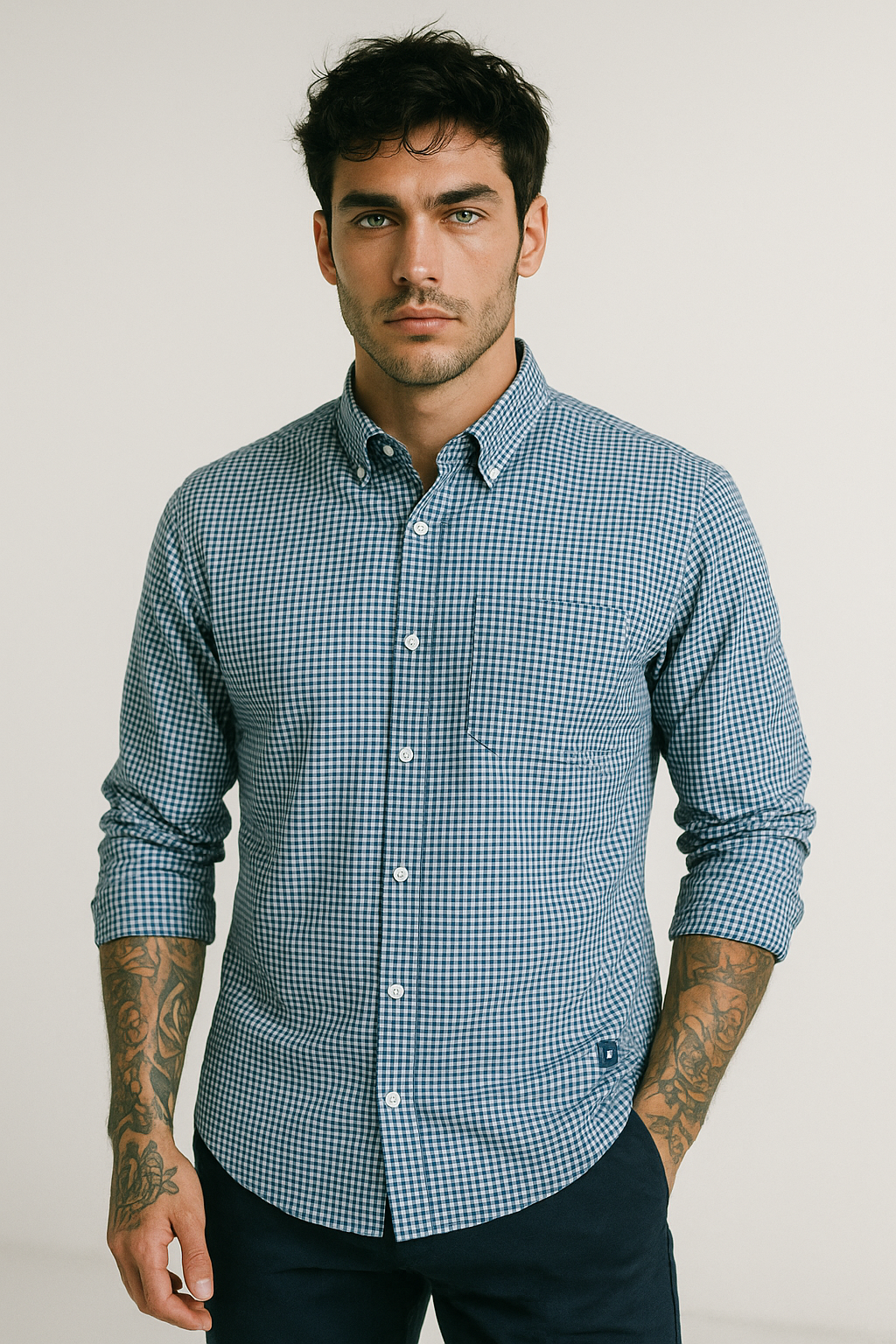 Camisa Formal Cuadros Marino 2306