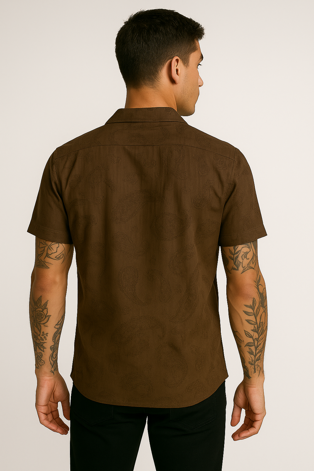 Camisa Sport 2304 Café Brocado Transparencia