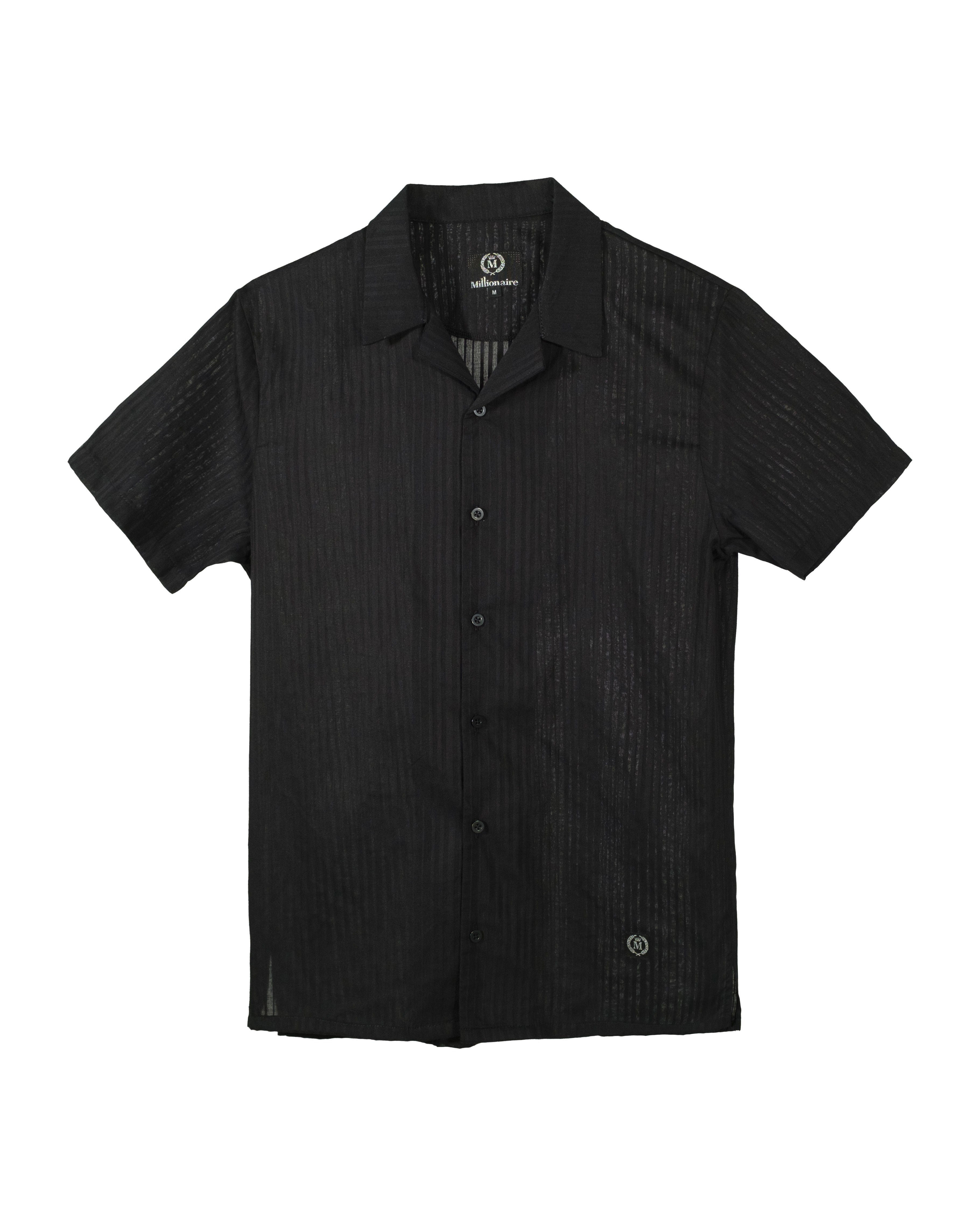 Camisa Sport 2304 Negro Líneas Transparencia