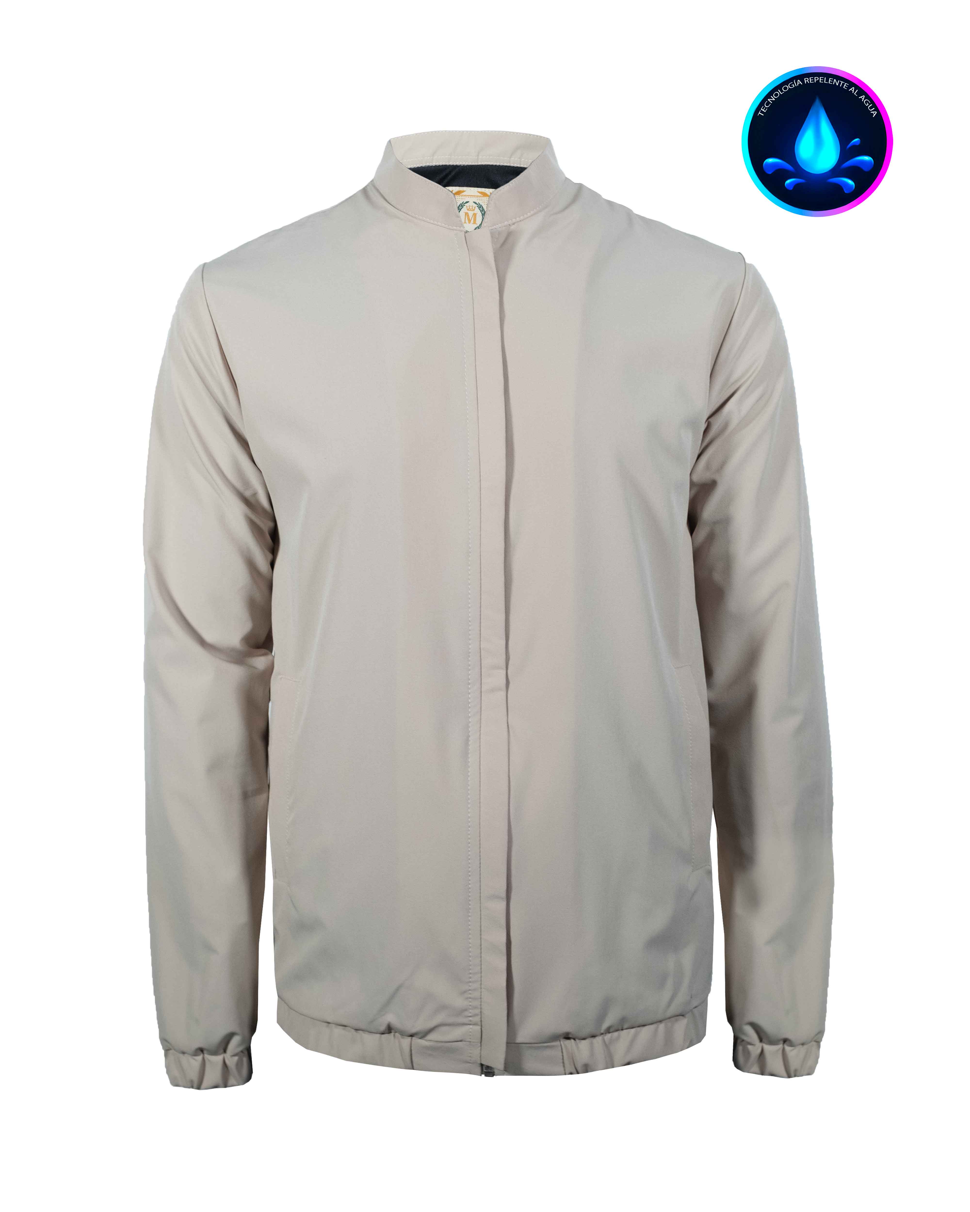 Chamarra Cuello Mao Repelente al Agua Beige 2345