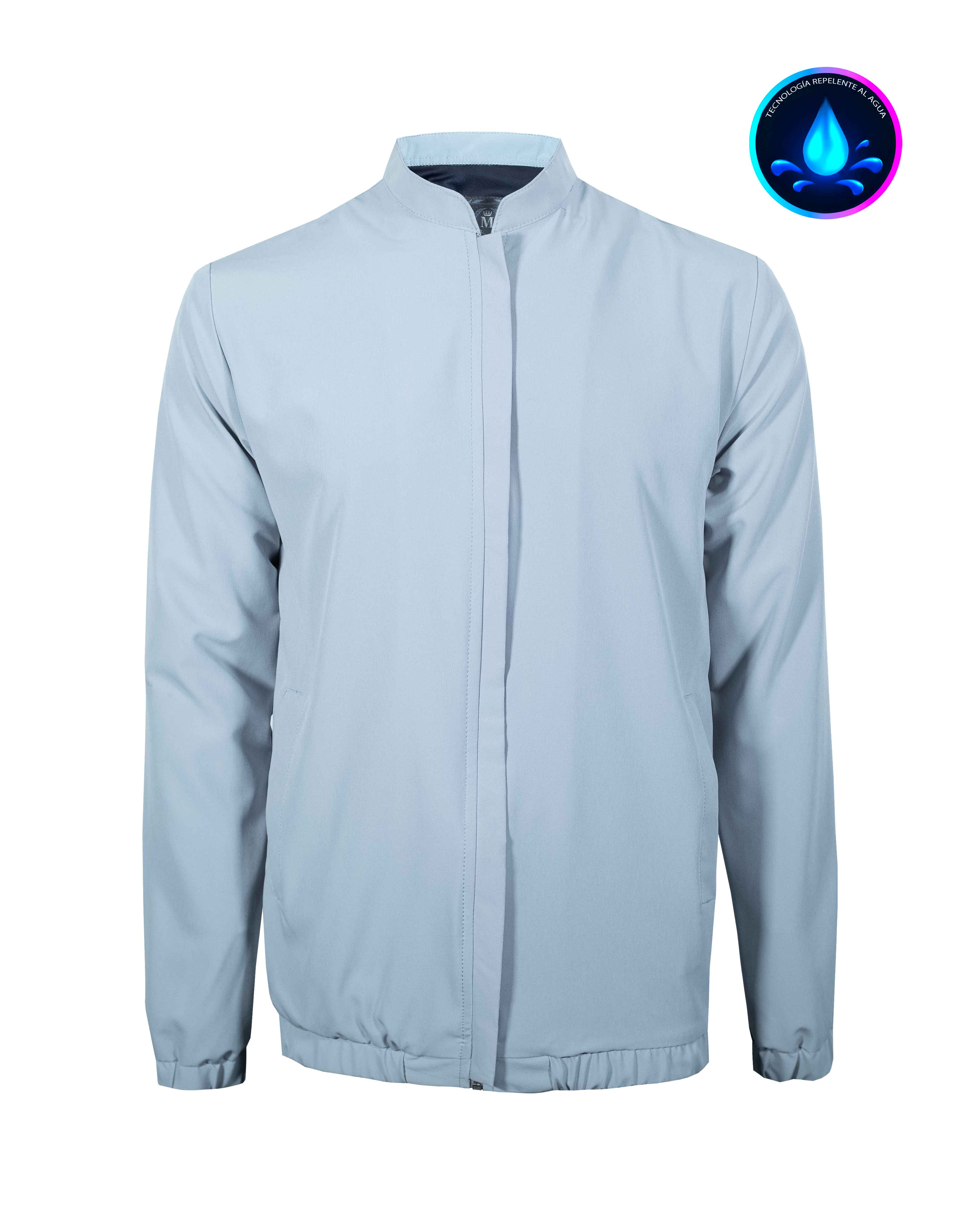 Chamarra Cuello Mao Repelente al Agua Gris 2345