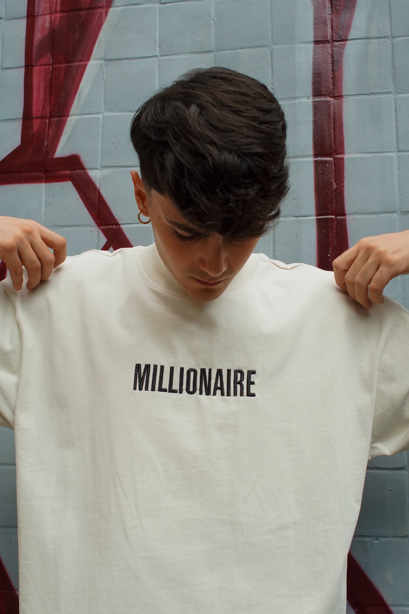 Playera Oversize 2548 270GRMS MILLIONAIRE BORDADA Beige