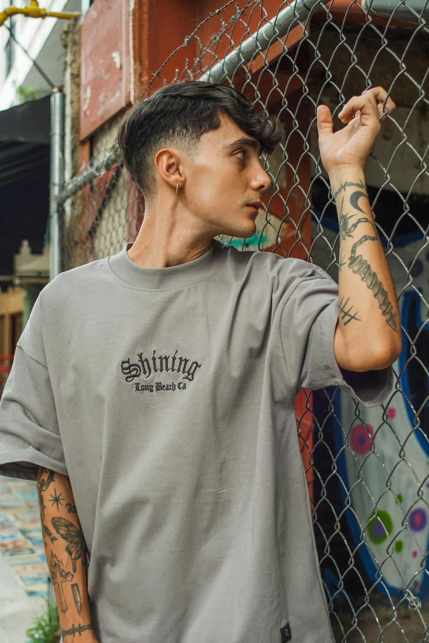 Playera Oversize 2548 270GRMS SHINING Gris