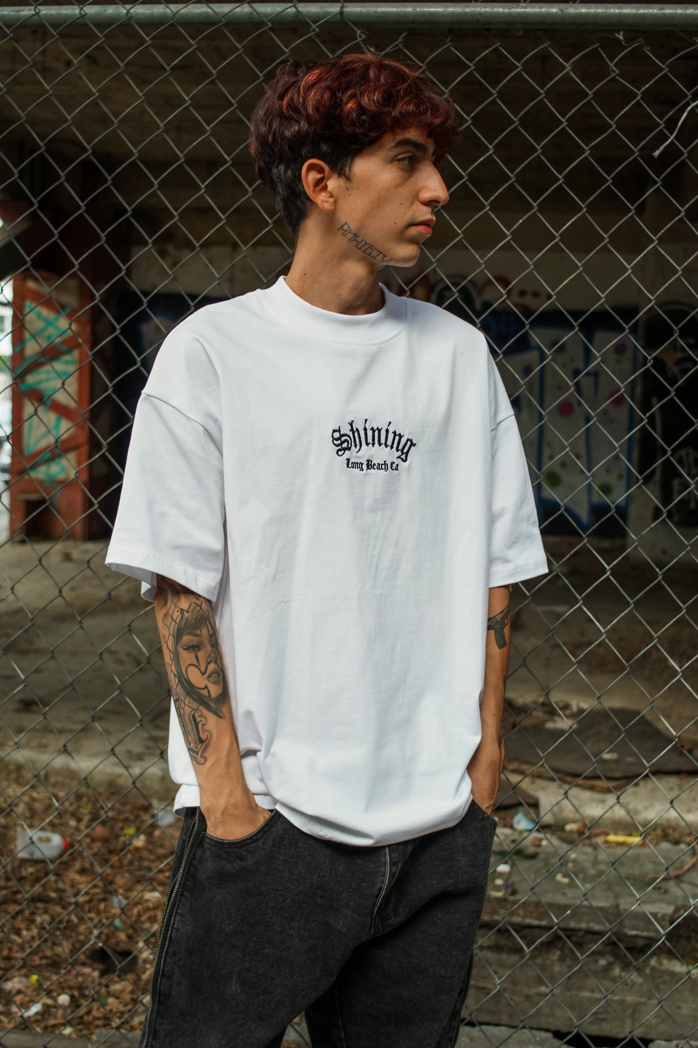 Playera Oversize 2548 270GRMS SHINING Blanco