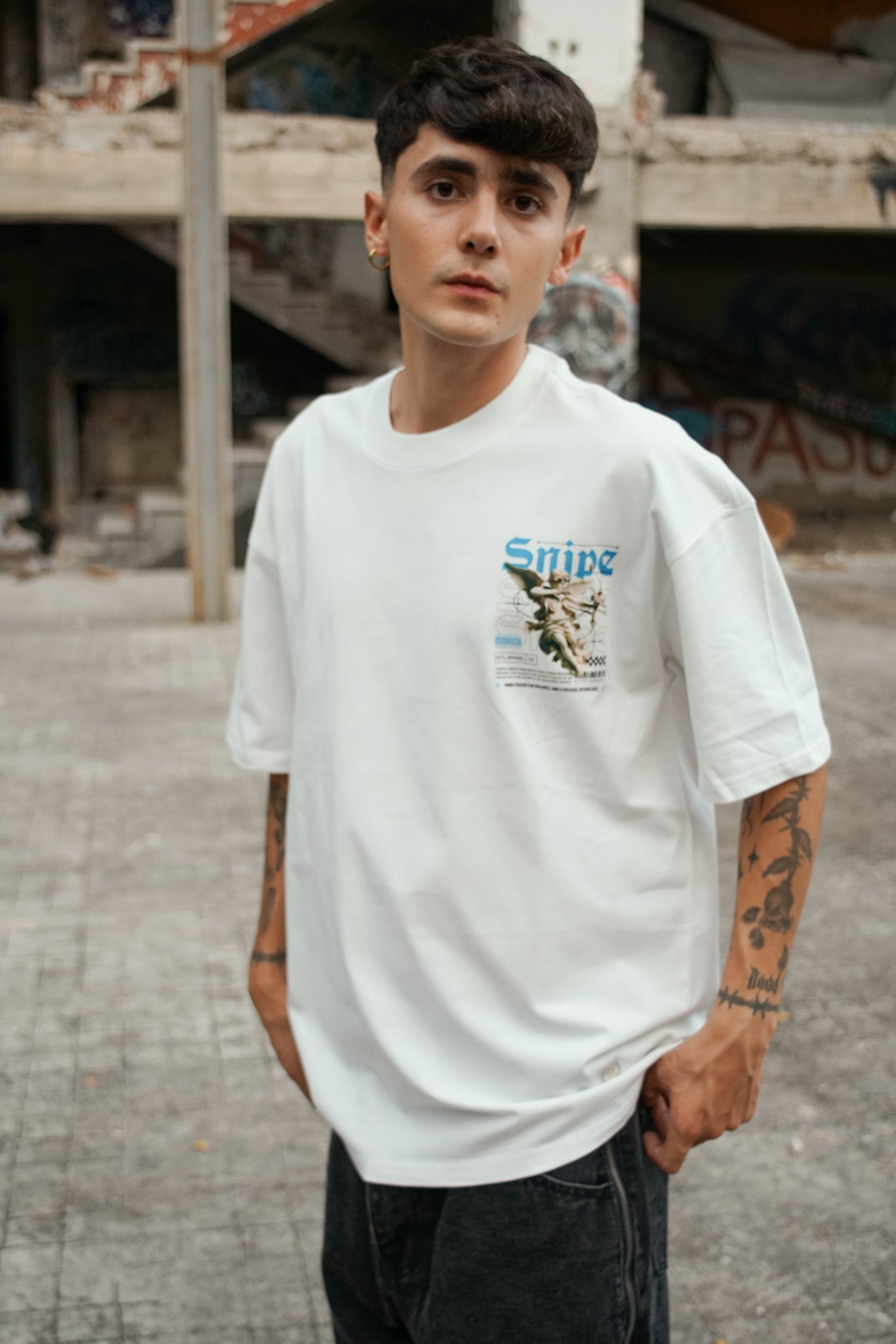 Playera oversize SNIPE 240 grms Blanco
