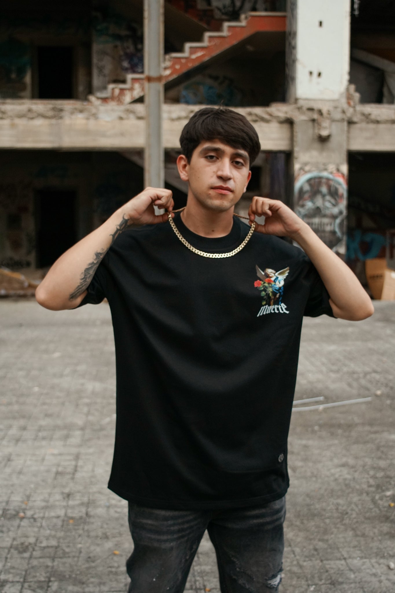 Playera oversize MUERTE 240 grms Negro