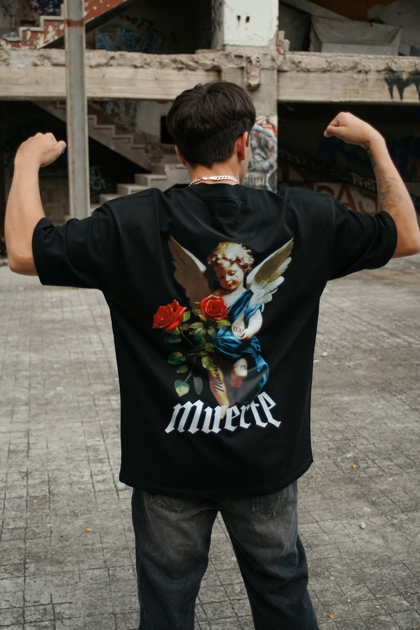 Playera oversize MUERTE 240 grms Negro