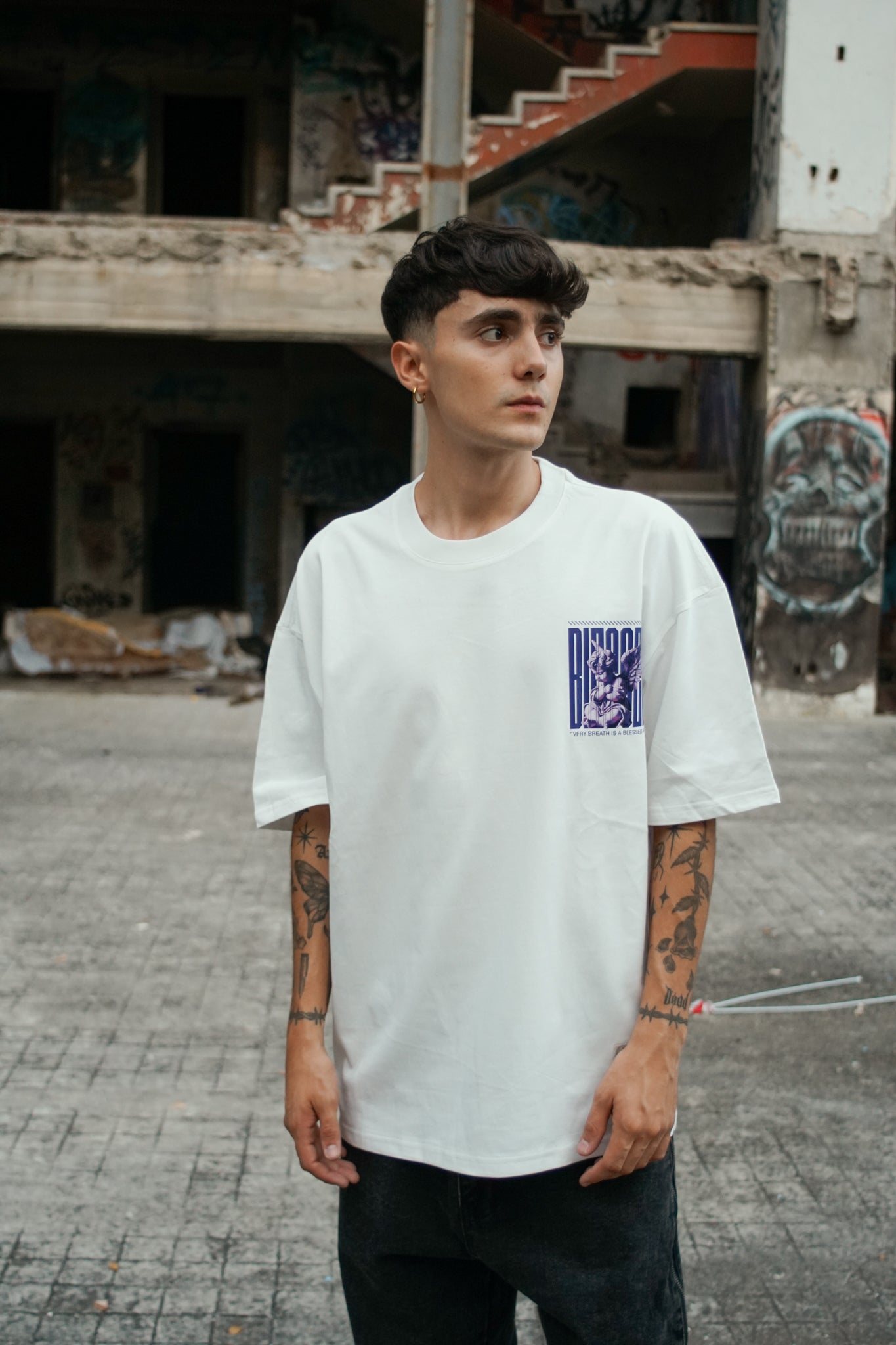 Playera Oversize BLESSED 2532 240 grms BLANCO