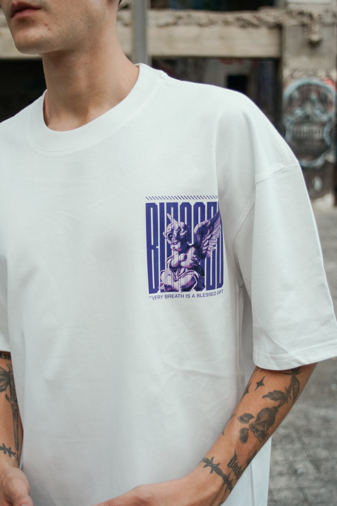 Playera Oversize BLESSED 2532 240 grms BLANCO