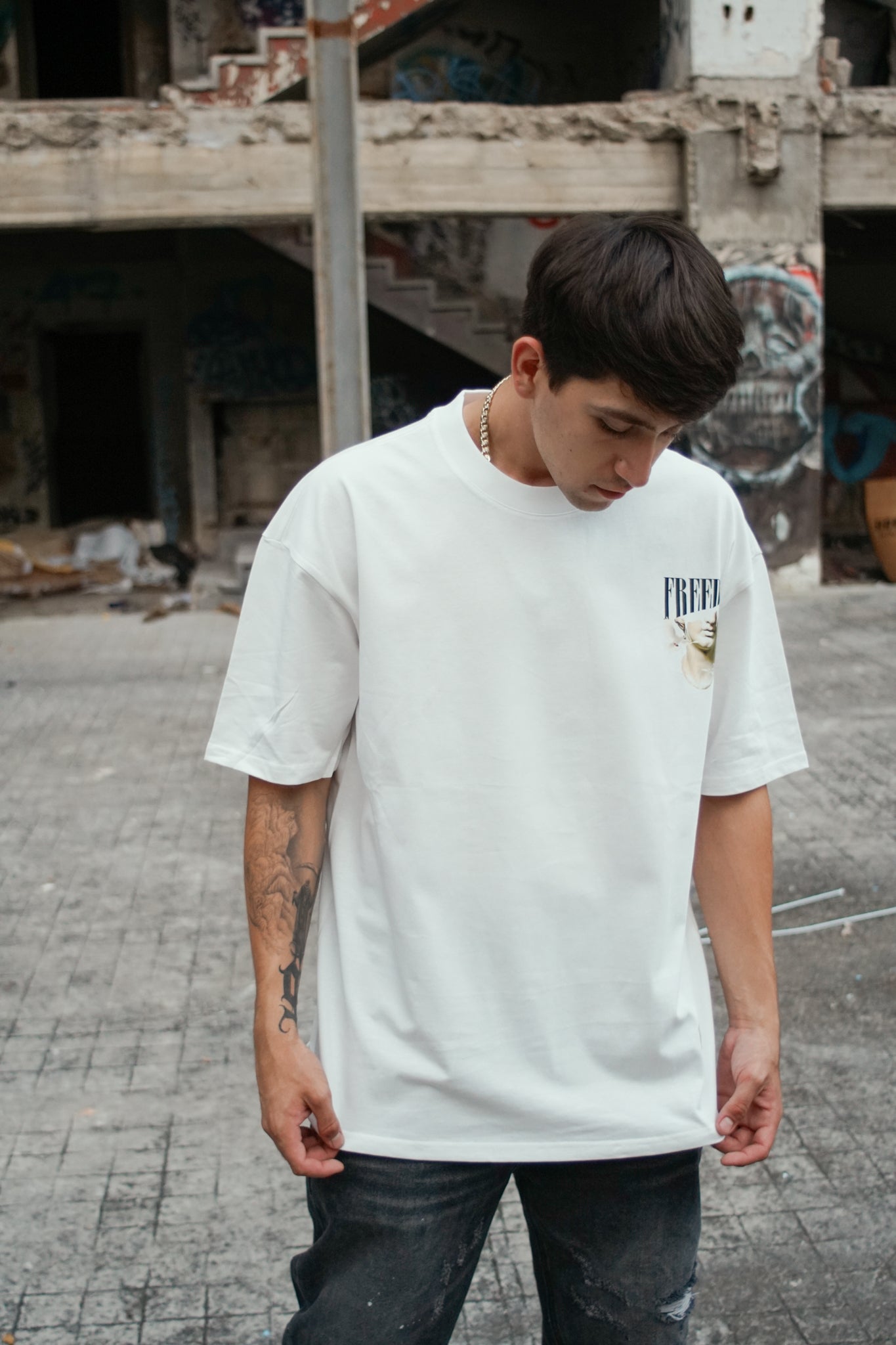 Playera oversize FREEDOM 240 grms Blanco