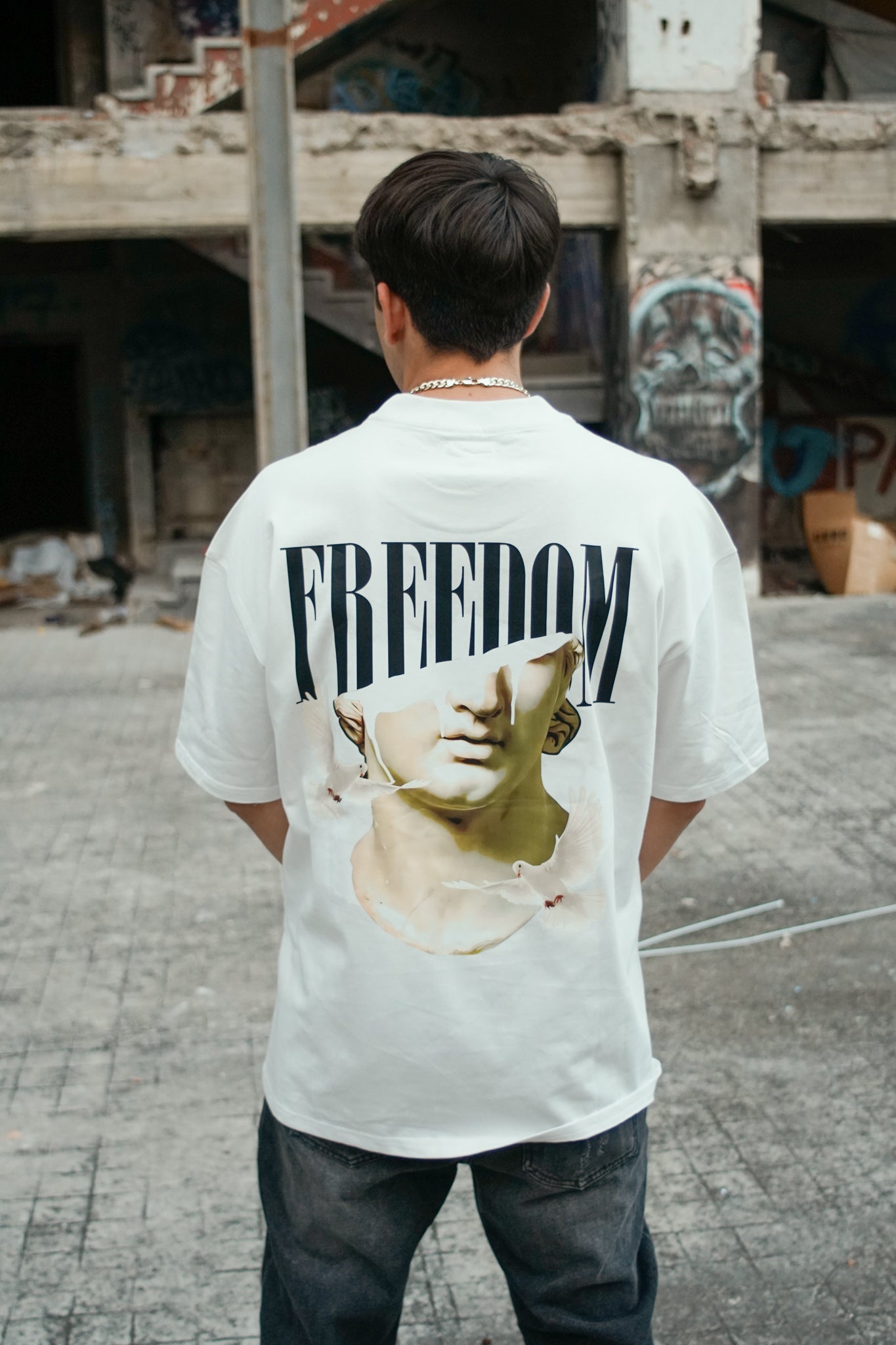 Playera oversize FREEDOM 240 grms Blanco
