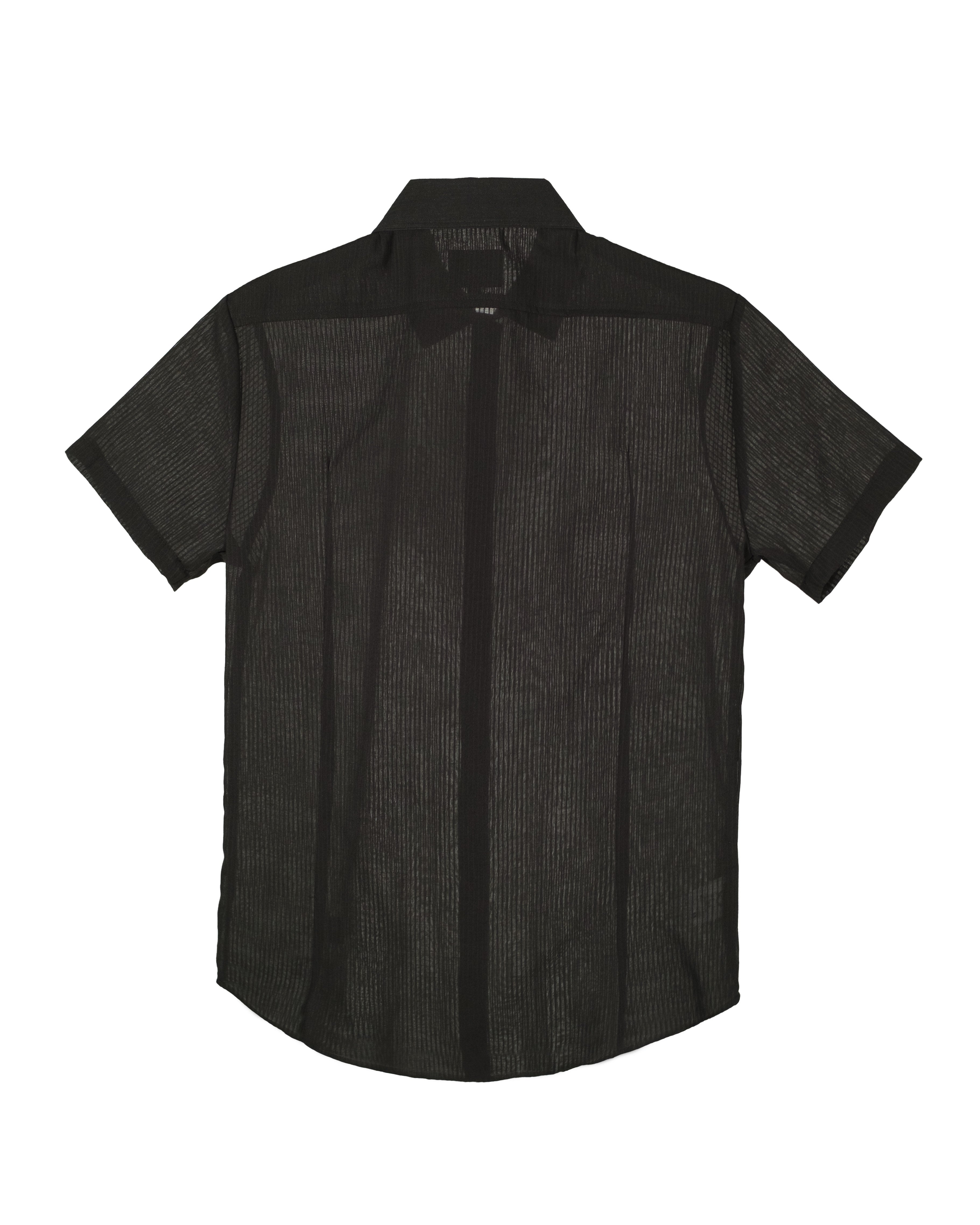 Camisa Formal 2302 Negro Líneas Transparencia