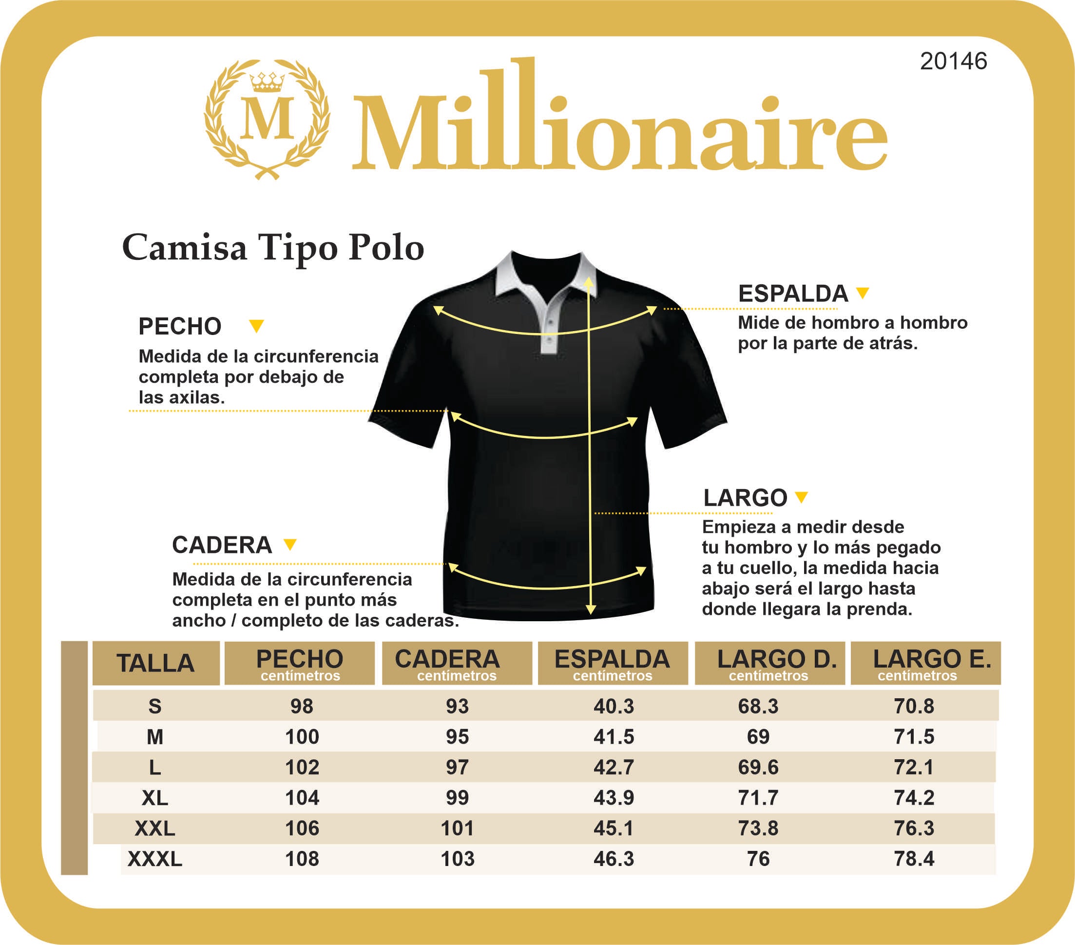 Polo con línea en costados Negro Blanco 20146