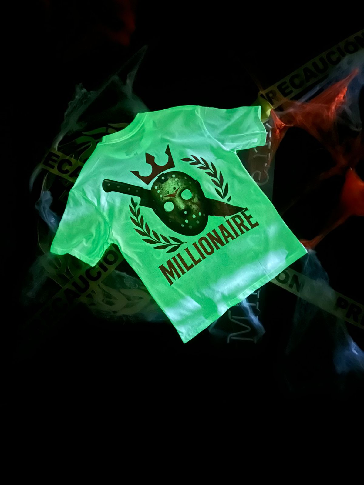 Playera 2577 Halloween Fluorescente Jason Blanco