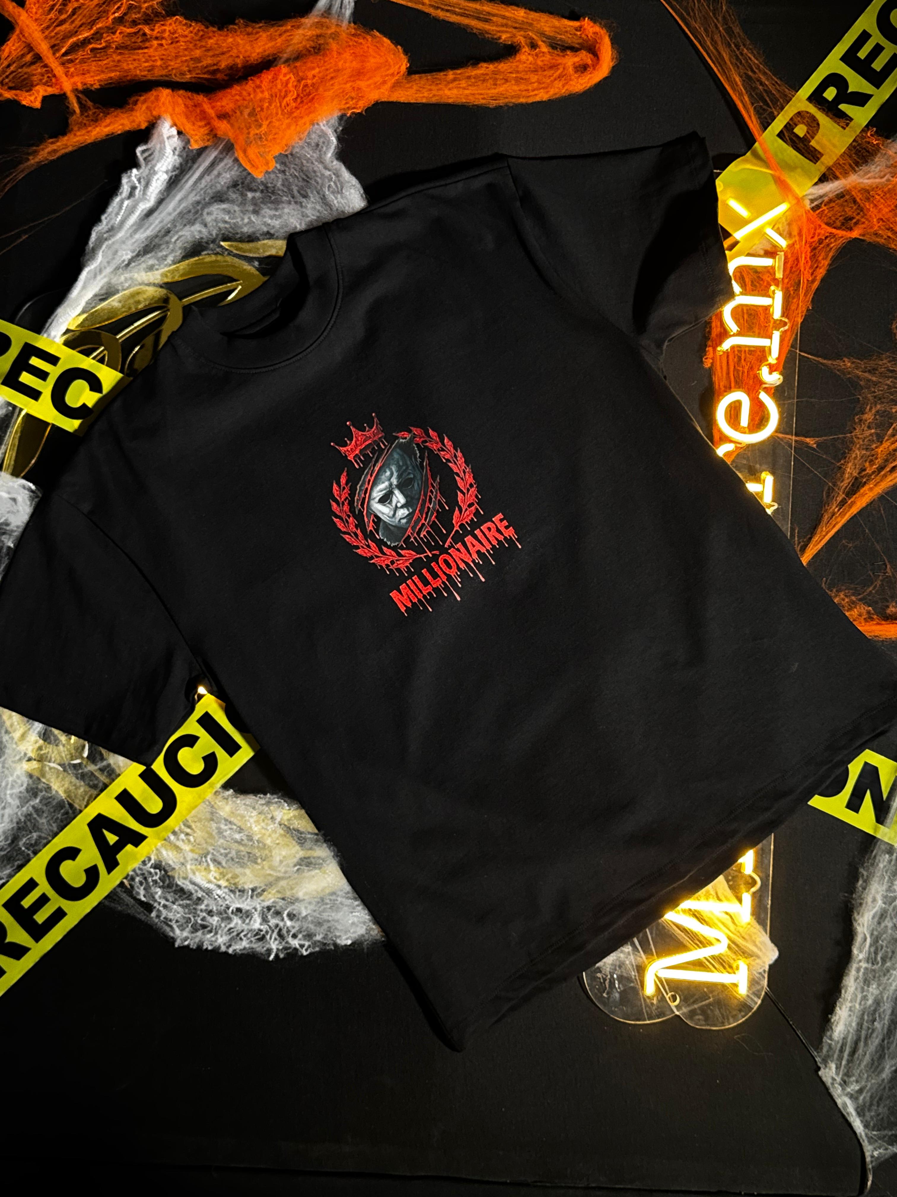 Playera 2577 Halloween Myers sangriento Negro