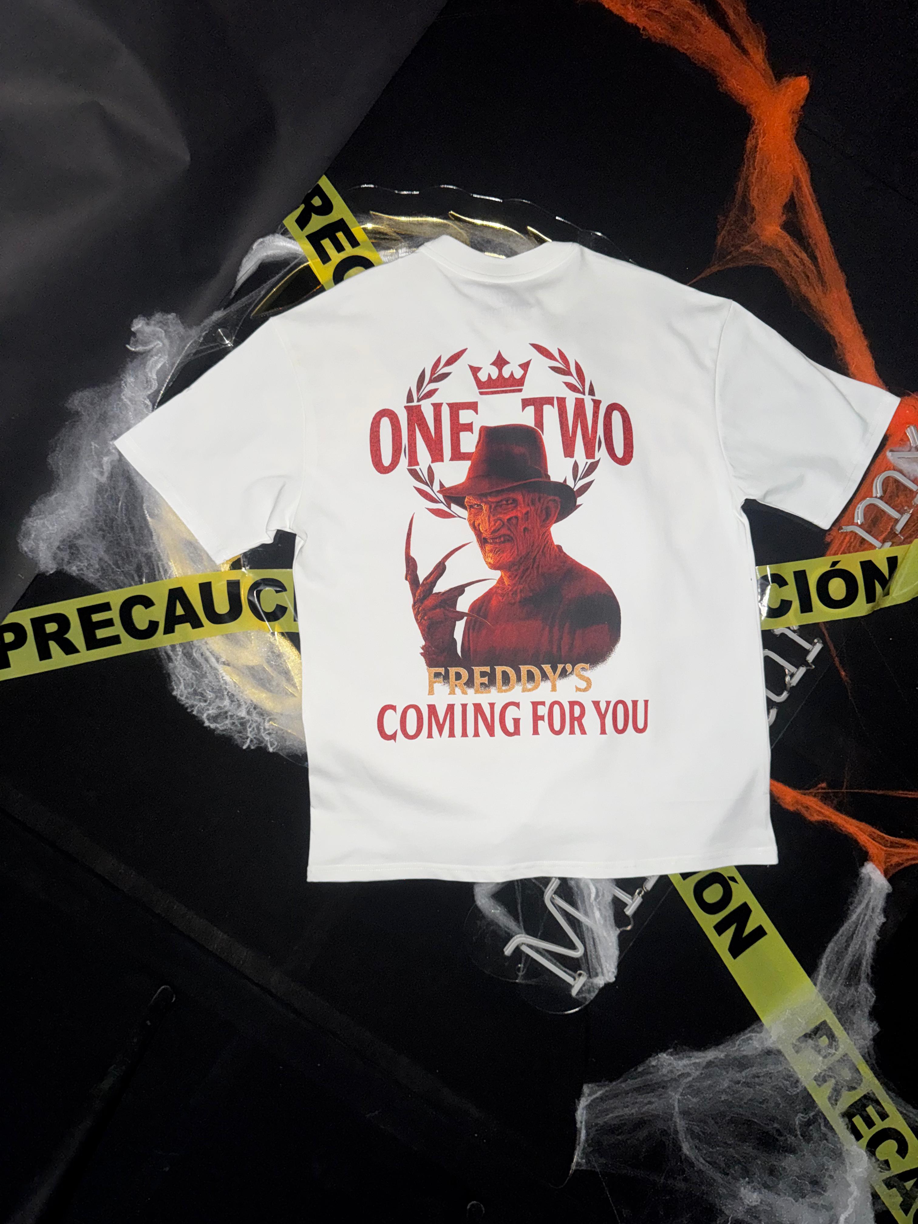 Playera 2577 Halloween Fluorescente Freddy Blanco