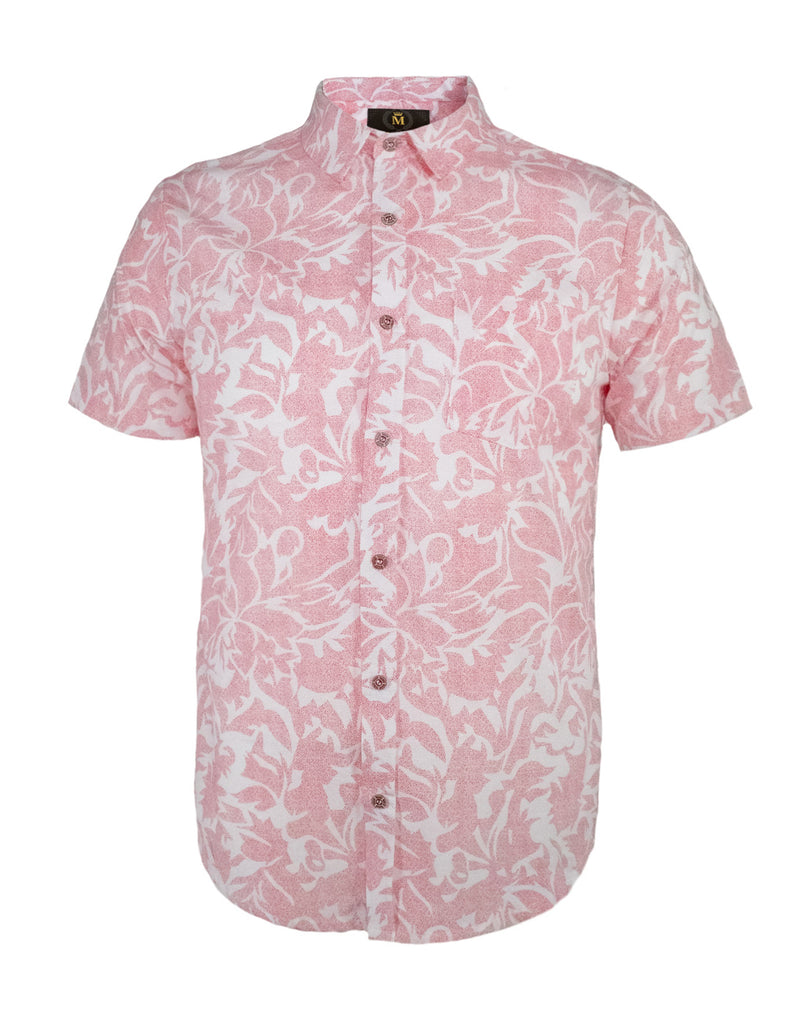 Camisa Manga Corta Estampado Flores 21055 Rojo