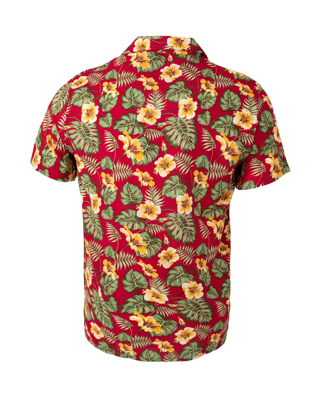 Camisa Hawaiana Hojas 2096 Rojo