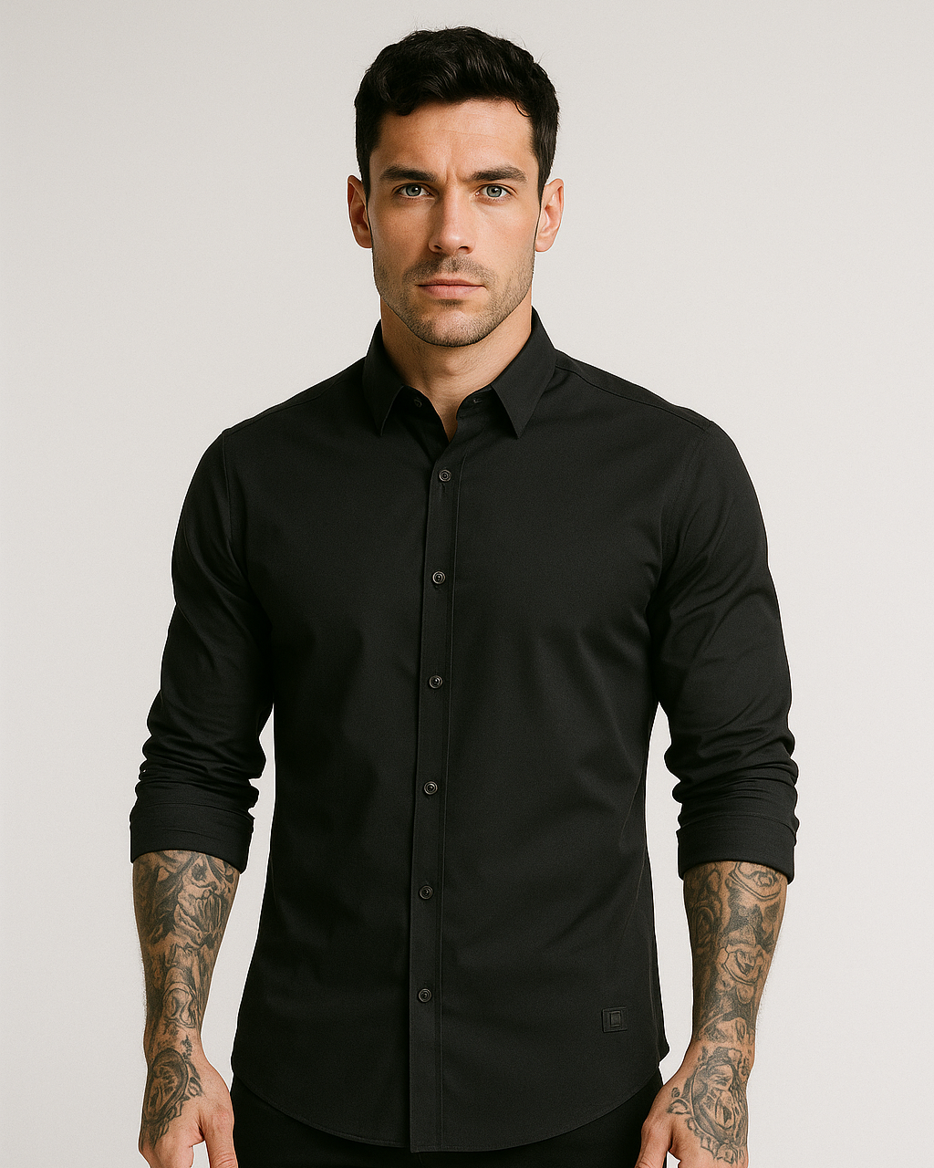 Camisa Repelente Formal Manga Larga 2328 Negro
