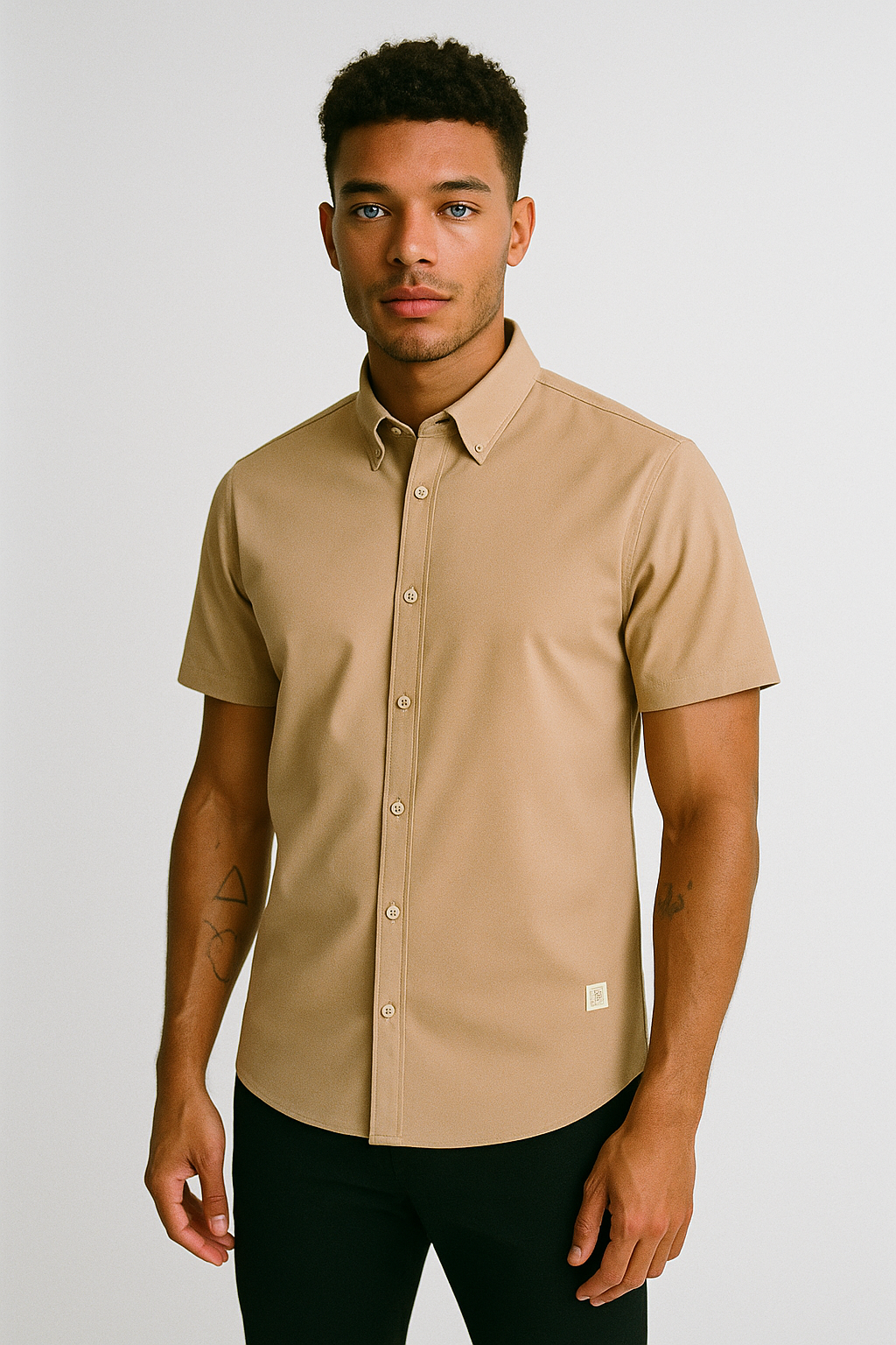 Camisa Repelente Formal Manga Corta 23101 Beige