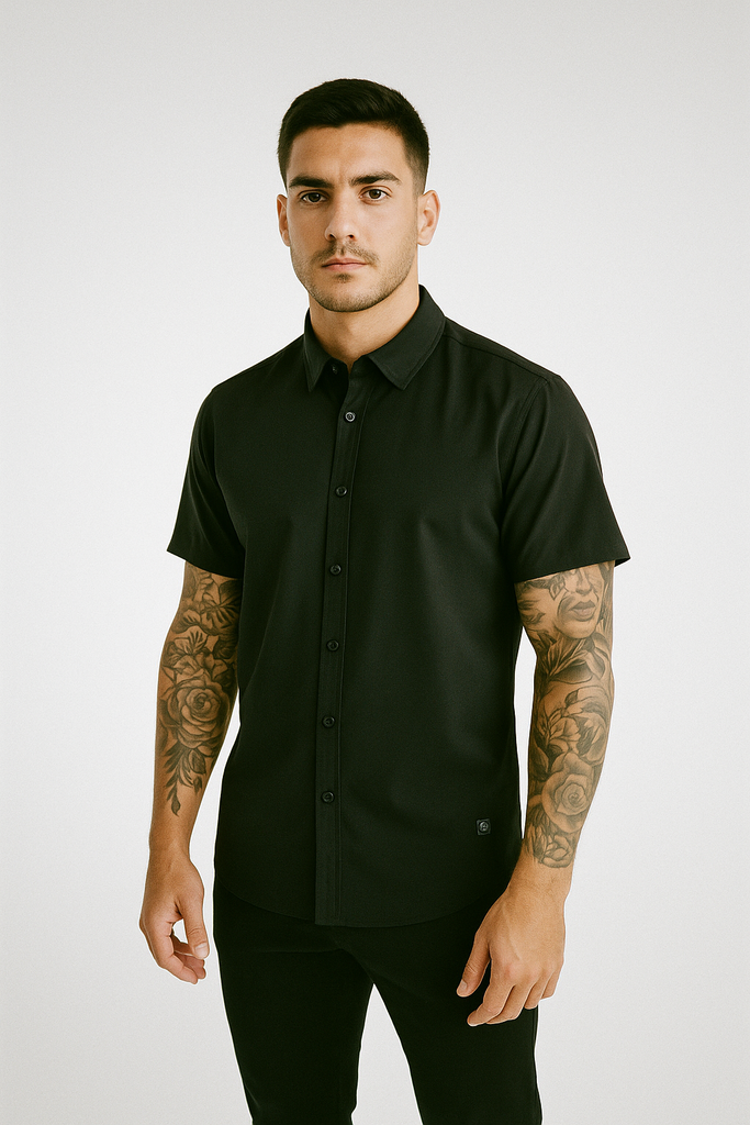 Camisa Repelente Formal Manga Corta 23101 Negro