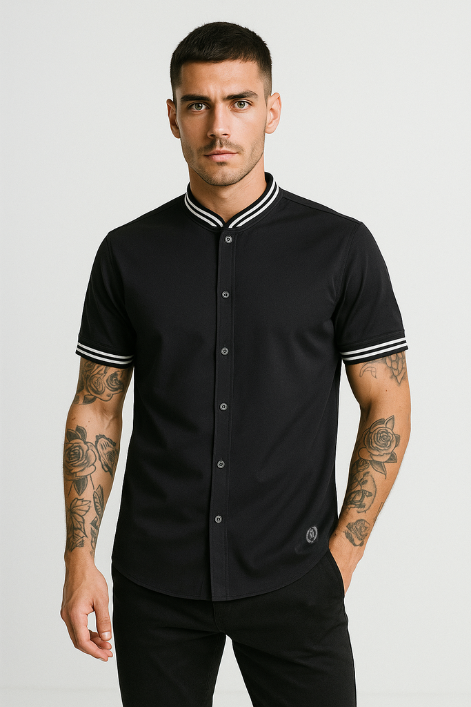 Camisa Repelente Cuello Cardigan 2353 Negro
