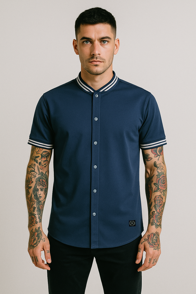 Camisa Repelente Cuello Cardigan 2353 Marino