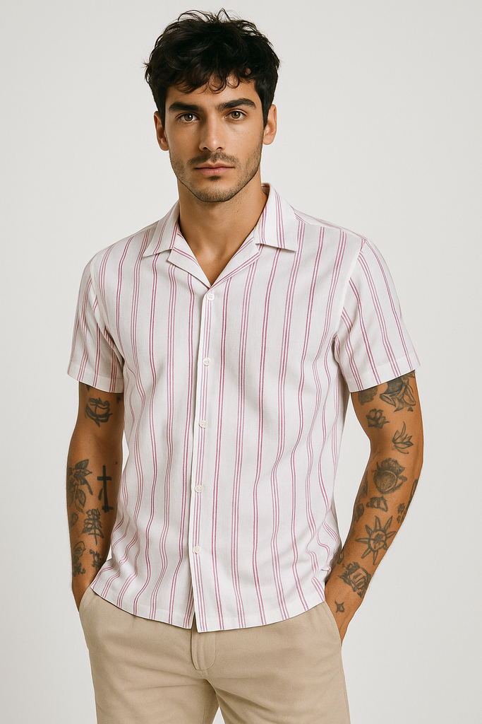 Camisa Sport 2301 Blanco Rosa