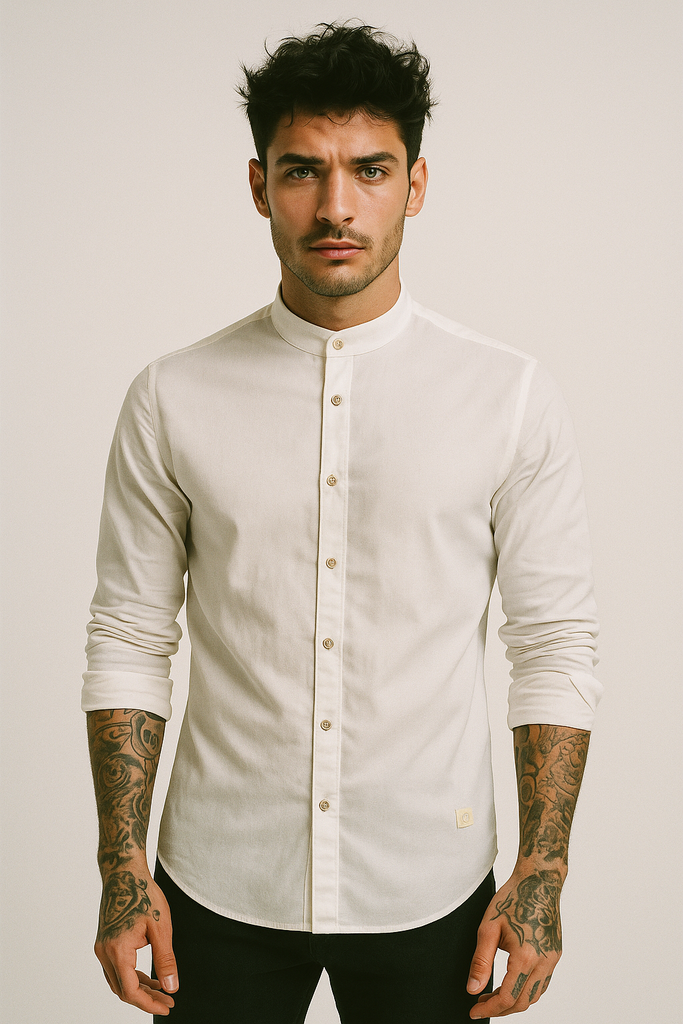 Camisa Cuello Mao Manga Larga Exclusive 2249 Blanco