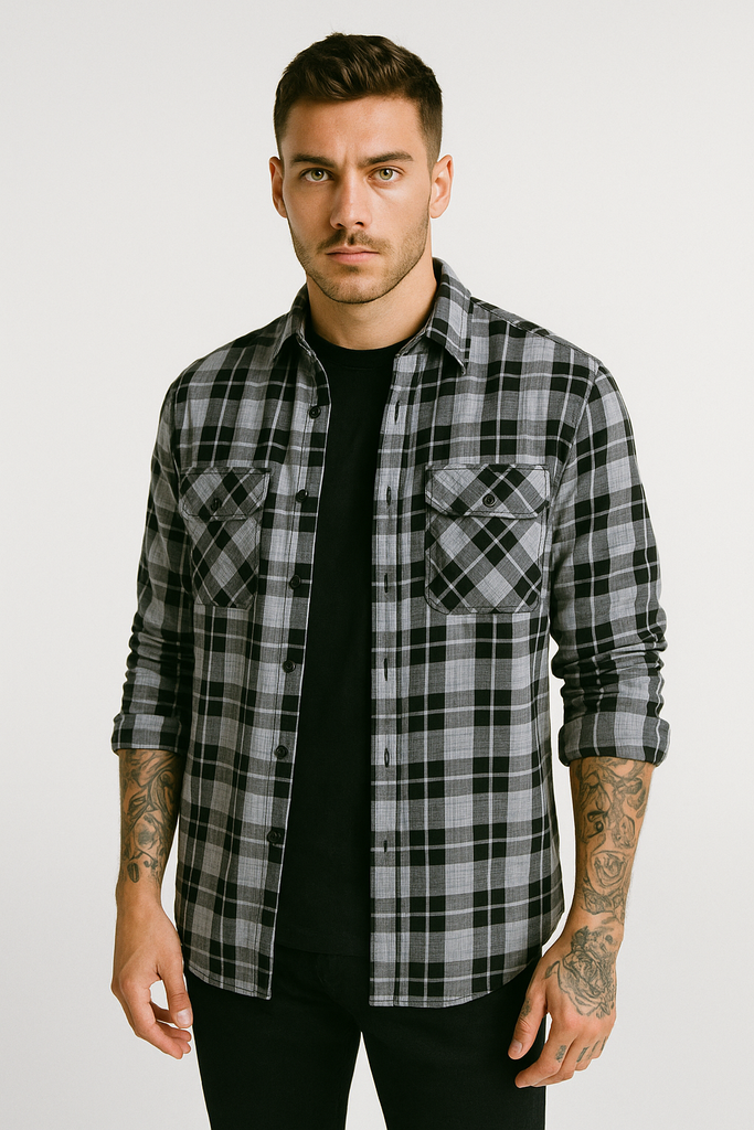 Sobrecamisa Manga Larga Bolsillos Negro 2325