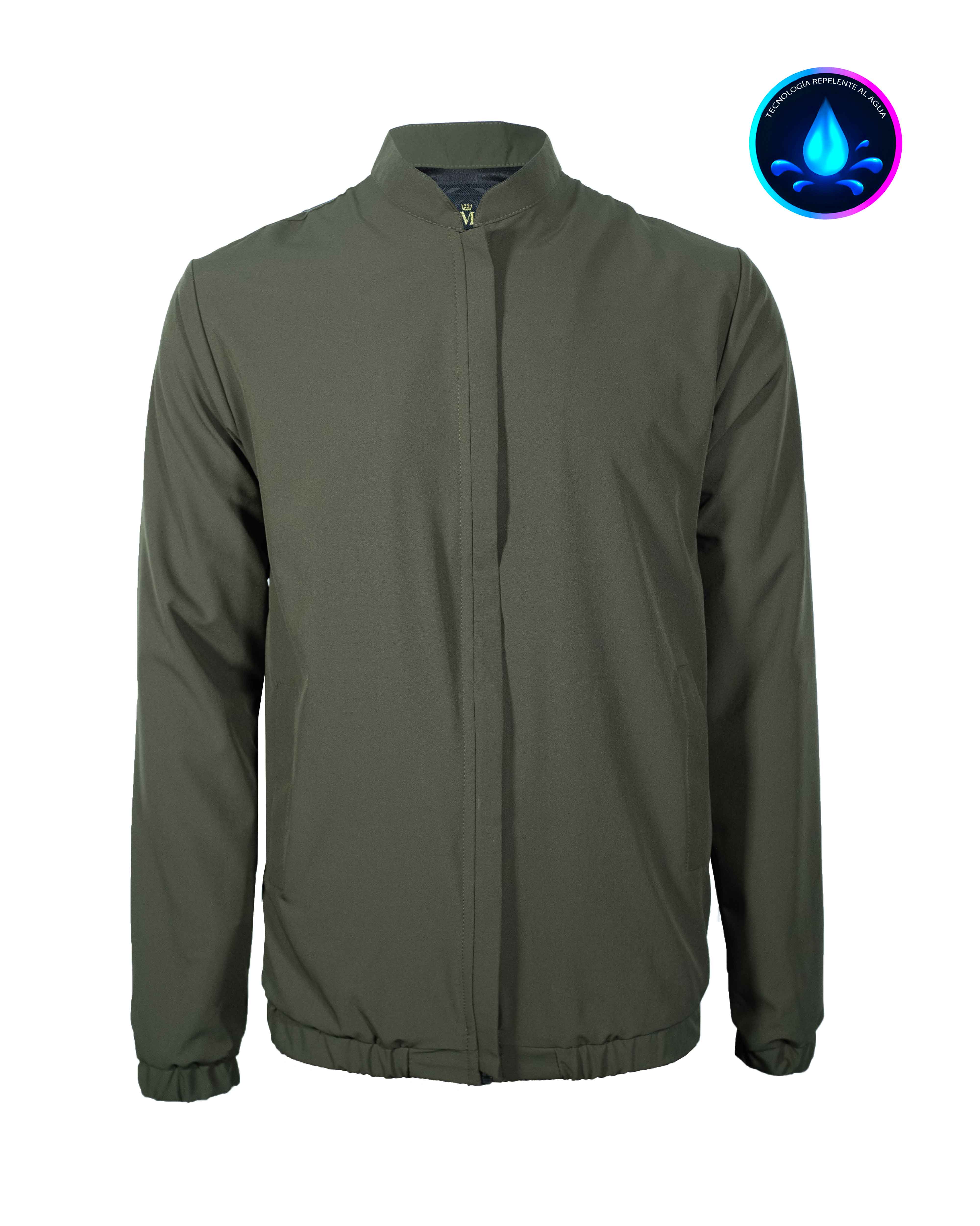 Chamarra Cuello Mao Repelente al Agua Verde 2345