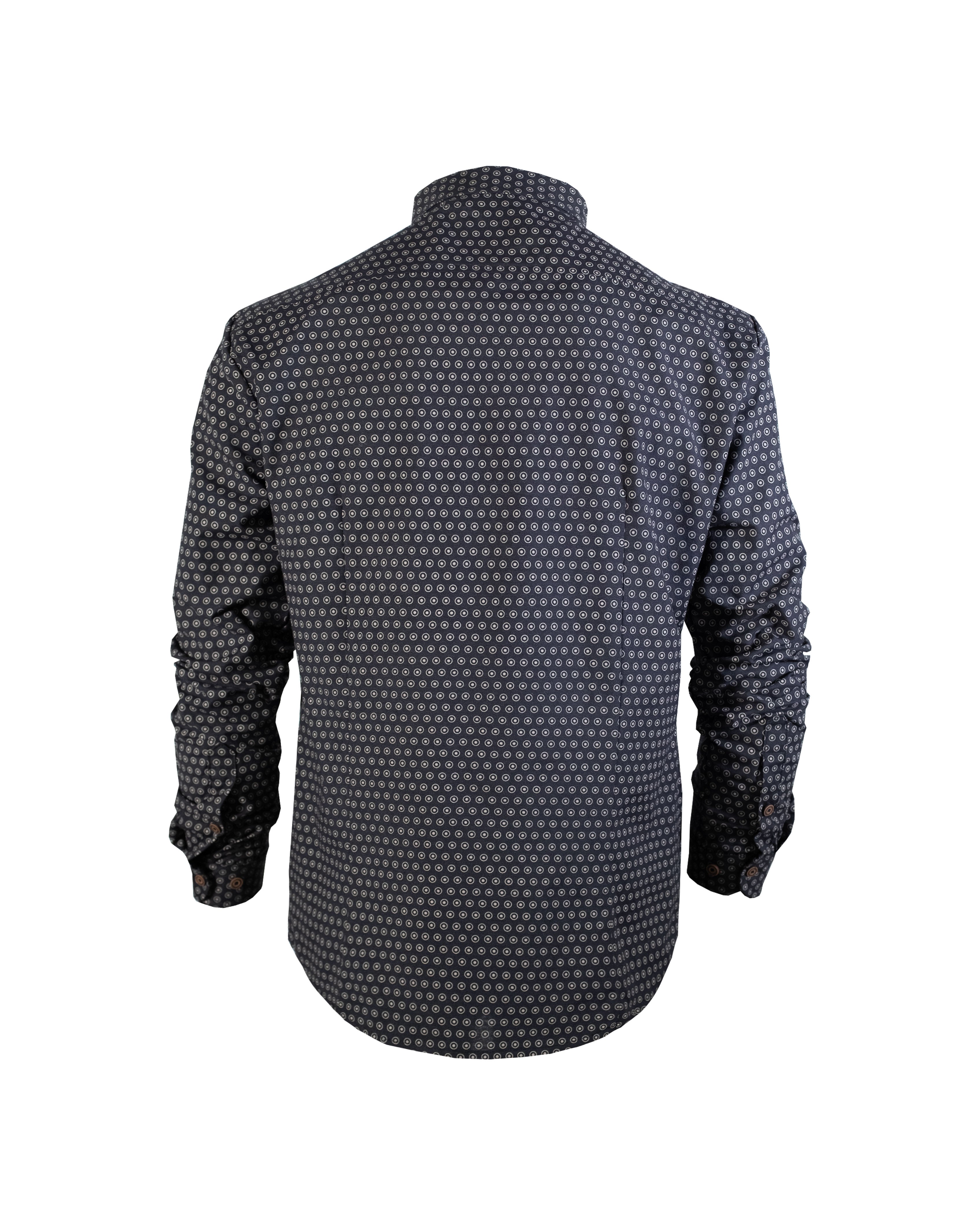 Camisa Cuello Mao Manga Larga Circulos Negro Millionaire 2235