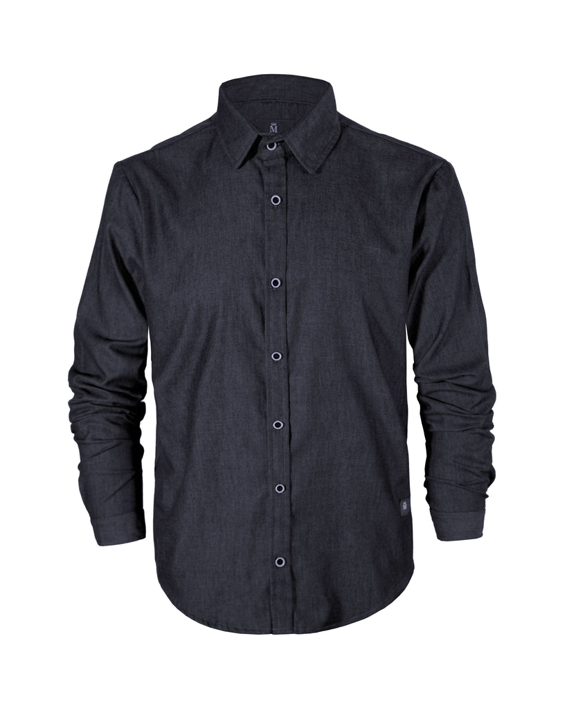 Camisa Formal Mezclilla Manga Larga 2307 Negro