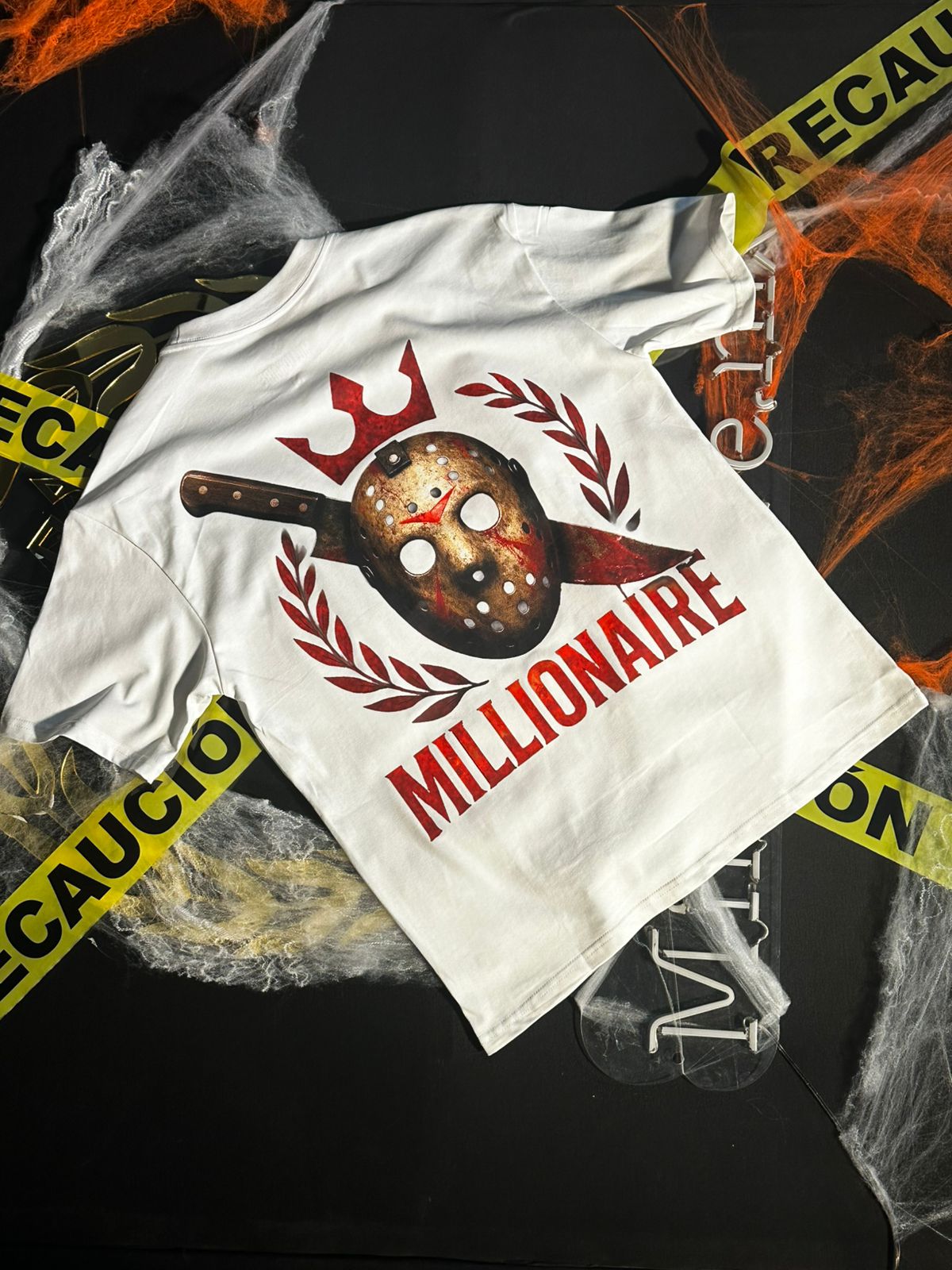 Playera 2577 Halloween Fluorescente Jason Blanco