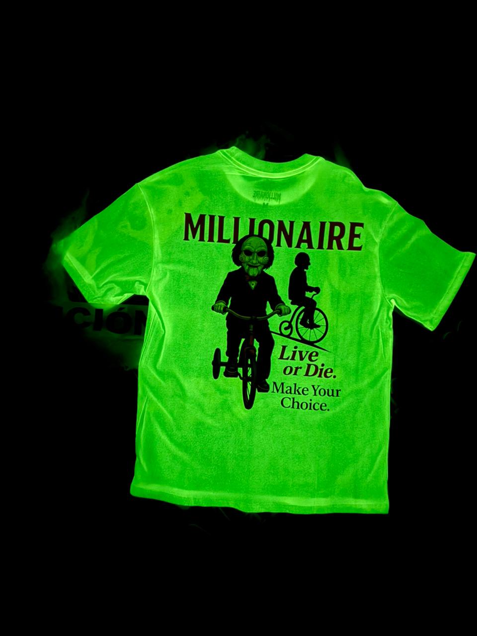 Playera 2577 Halloween Fluorescente saw Blanco