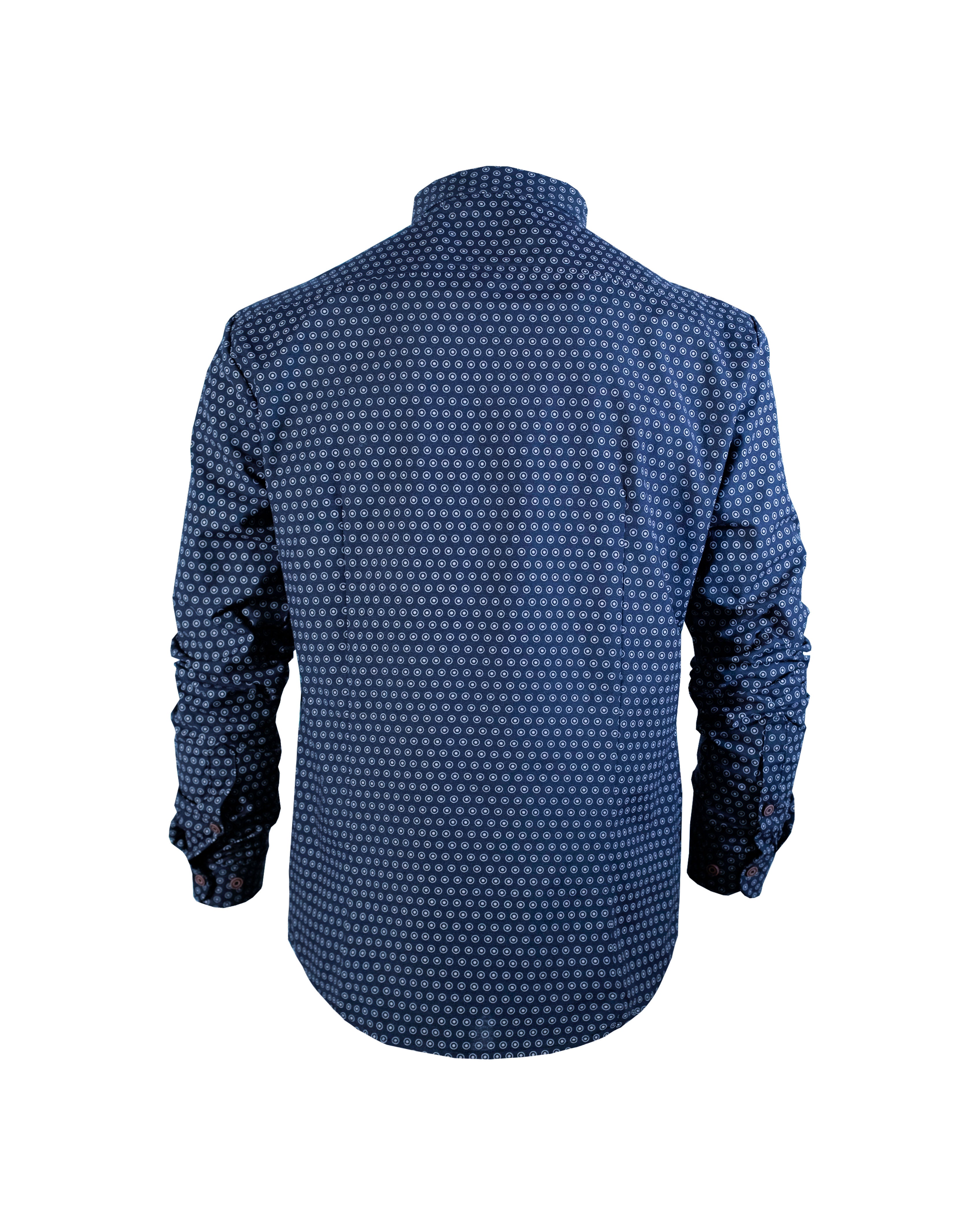 Camisa Cuello Mao Manga Larga Circulos Marino Millionaire 2235