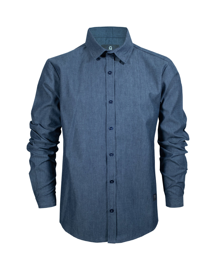 Camisa Formal Manga Larga 2312 Gris Grabado