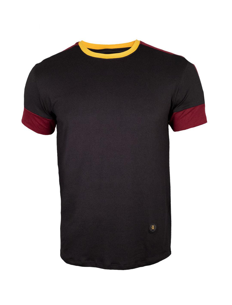 Playera en tendencia 21029 Negro/Tinto/Mostaza