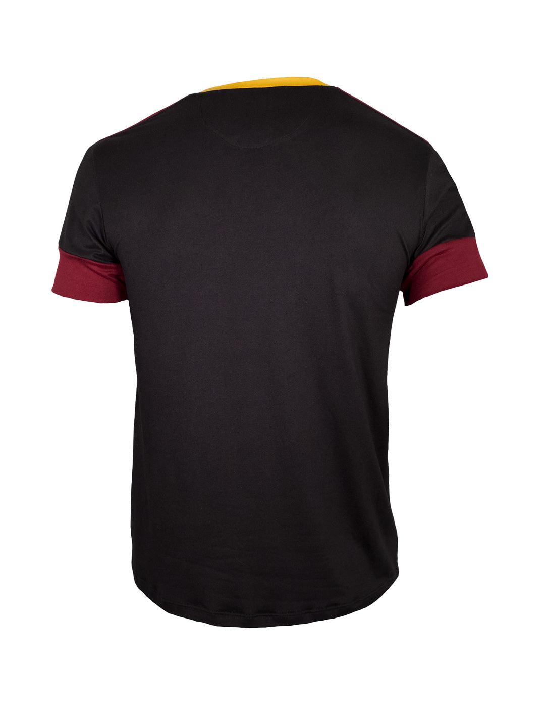 Playera en tendencia 21029 Negro/Tinto/Mostaza