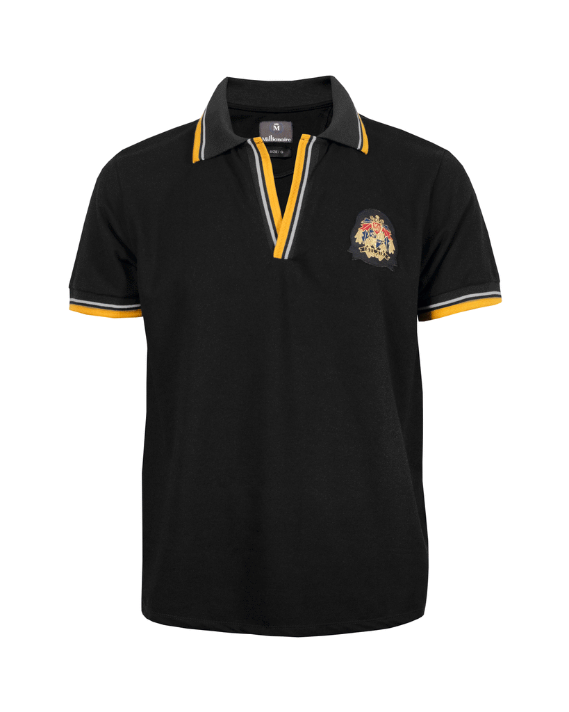 Playera Polo Negro Cuello V 2061 Millionaire Mx