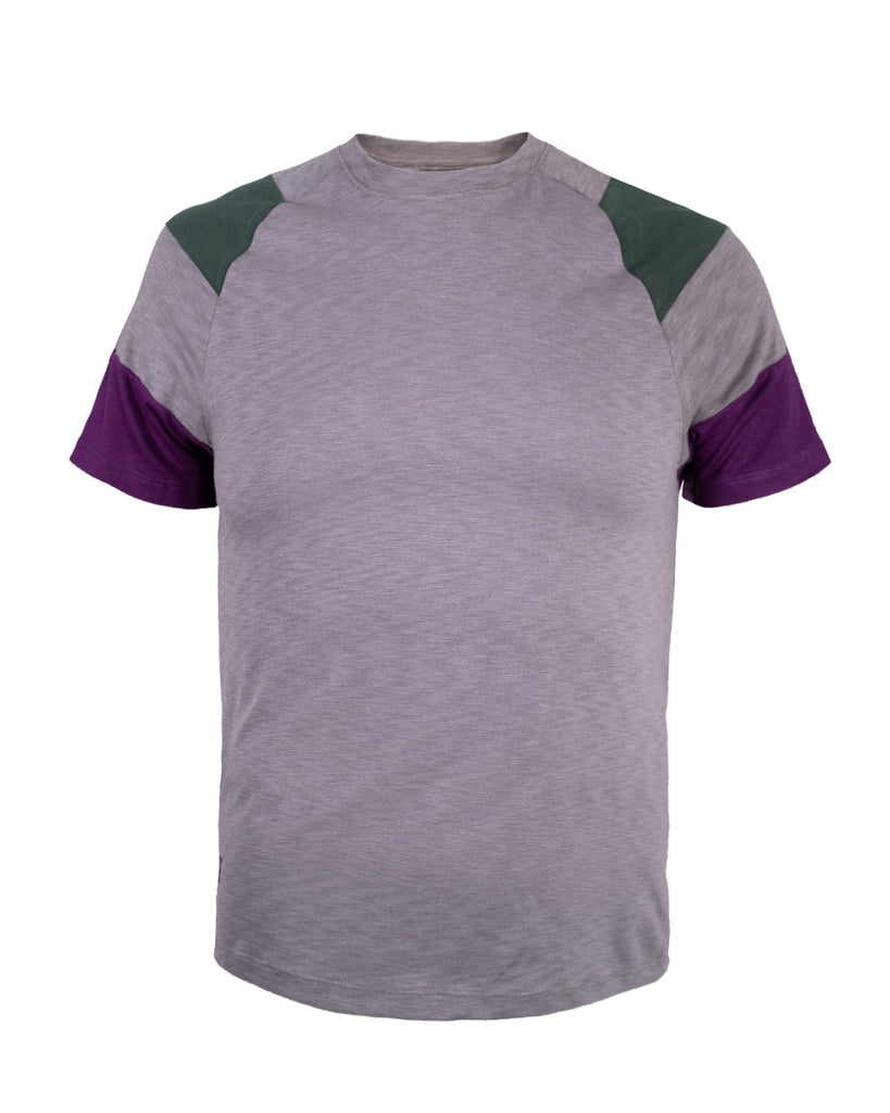 Playera cuello redondo hombros combinación 2062 Gris