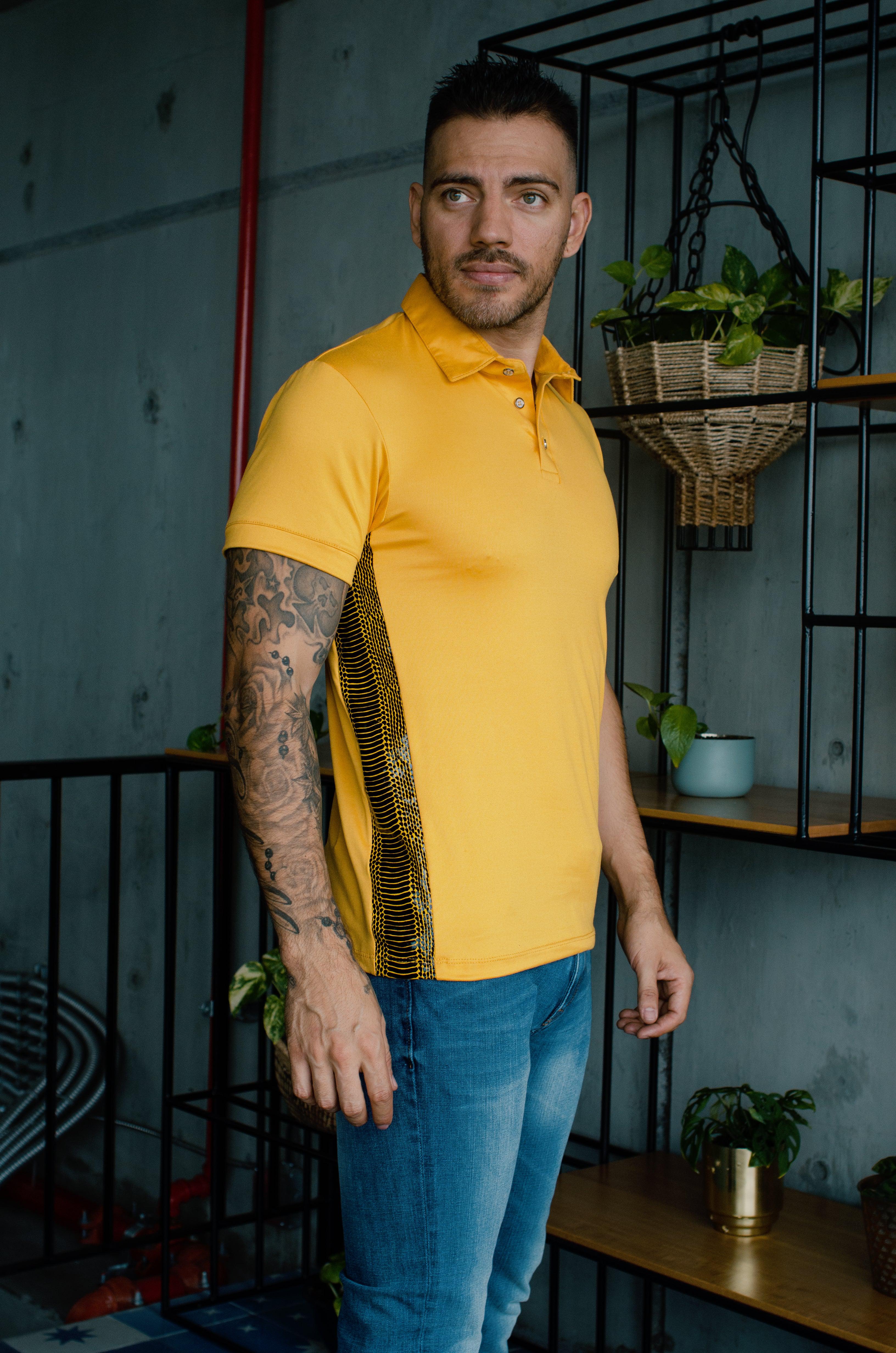 Playera Polo en tendencia 20148 Negro / Mostaza